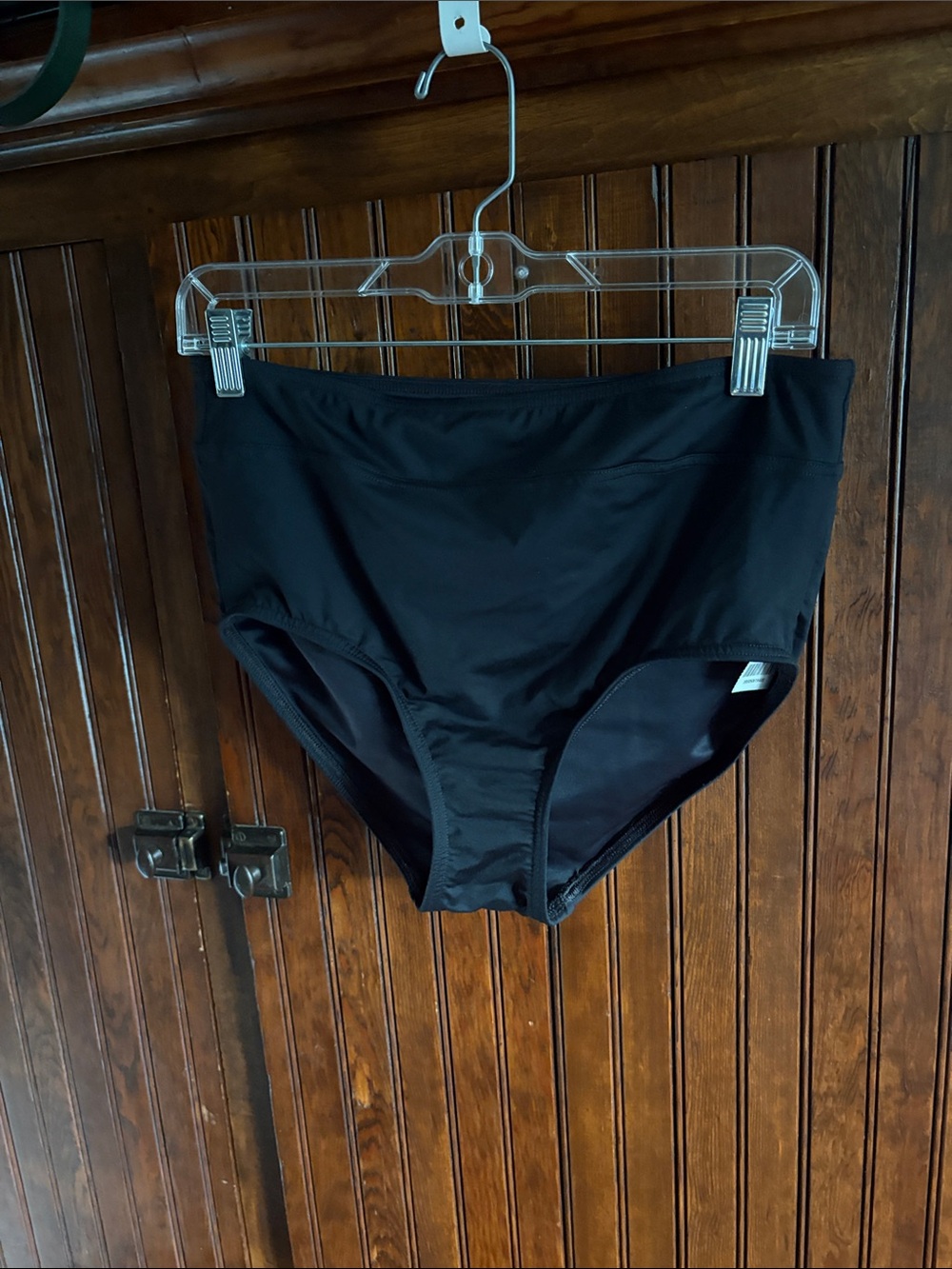 Lands' End Black High-Waist Swim Briefs 8 long. New with tags.